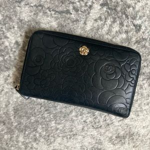 CHANEL Large Camellia Zip Wallet